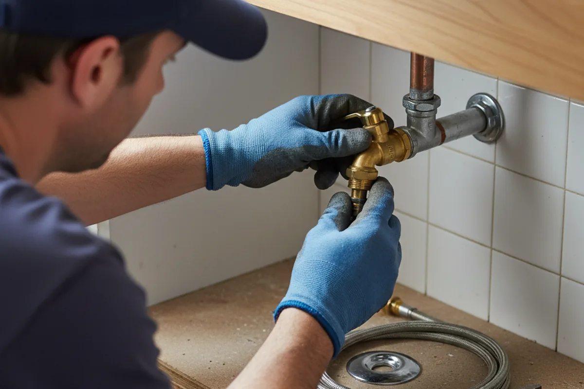 Shutoff valve and fitting work during Burst Pipe Repair in Saint Benedict